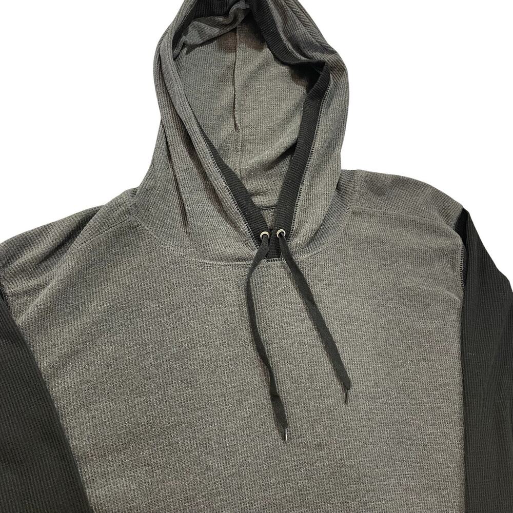 Men's Hooded Waffle Knit Thermal Shirt Size 2XL Gray and Black by Blue Gear